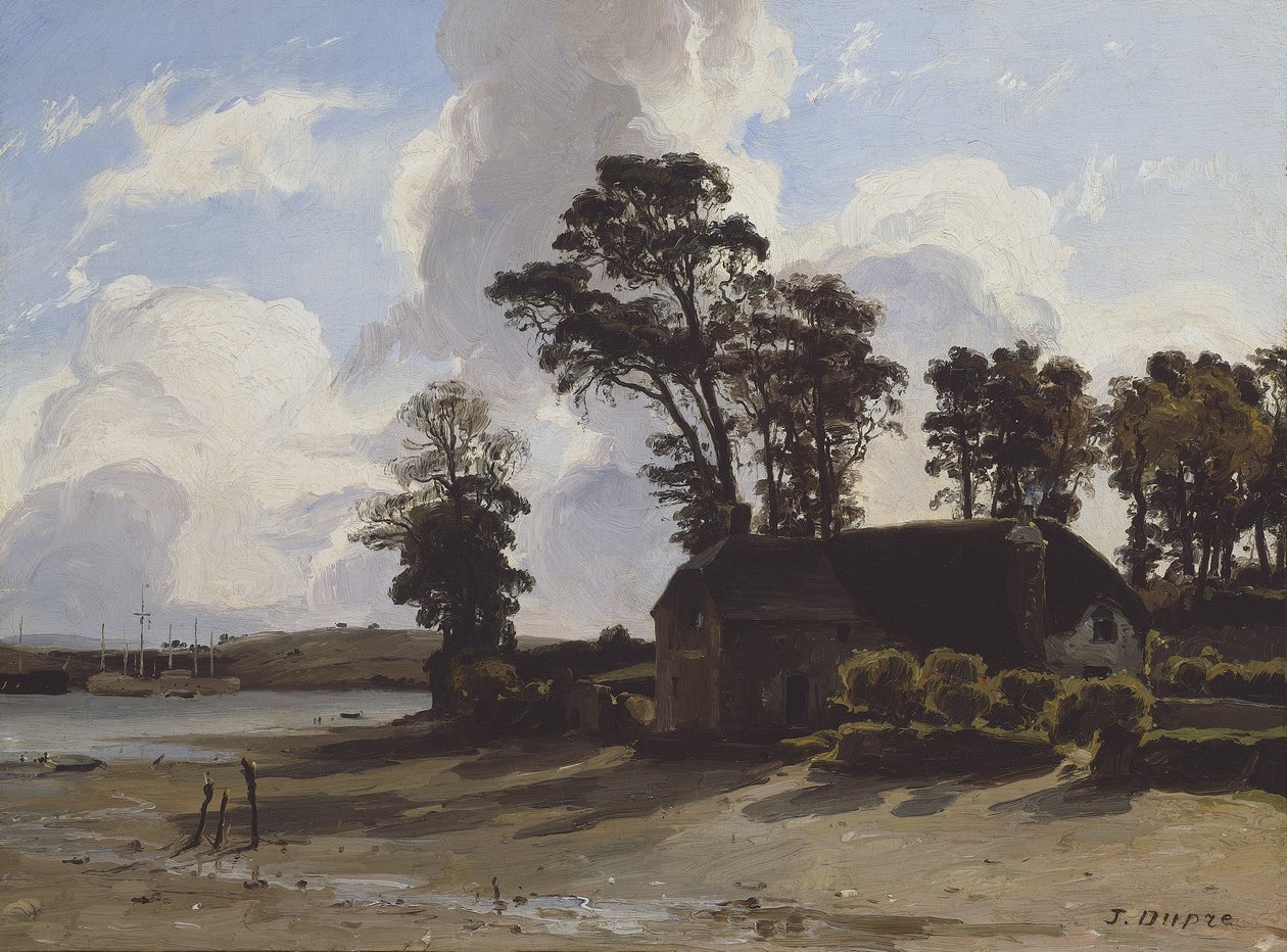 De estuariumboerderij, 1830-35 door Jules Dupré