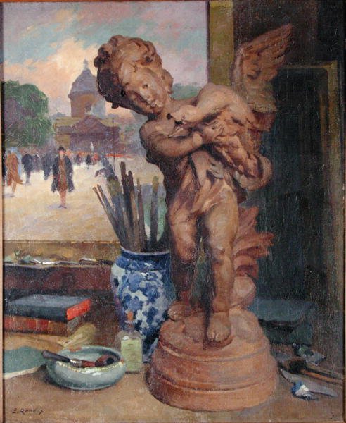 Stilleven met een engel door Jules Ernest Renoux