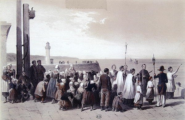 Zegenen van de zee bij Pollet, Dieppe door Jules Gaildrau