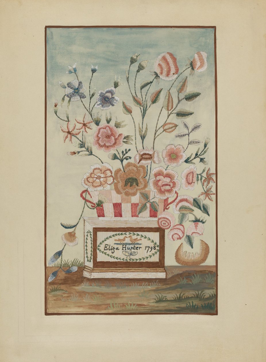 Geborduurd schilderij, ca. 1937 door Jules Lefevere