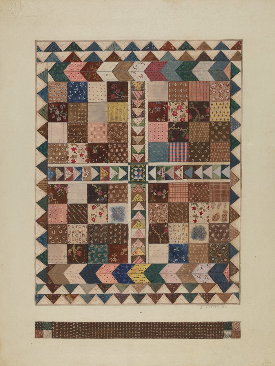 Patchwork Wiegdeken, 1935-1942 door Jules Lefevere