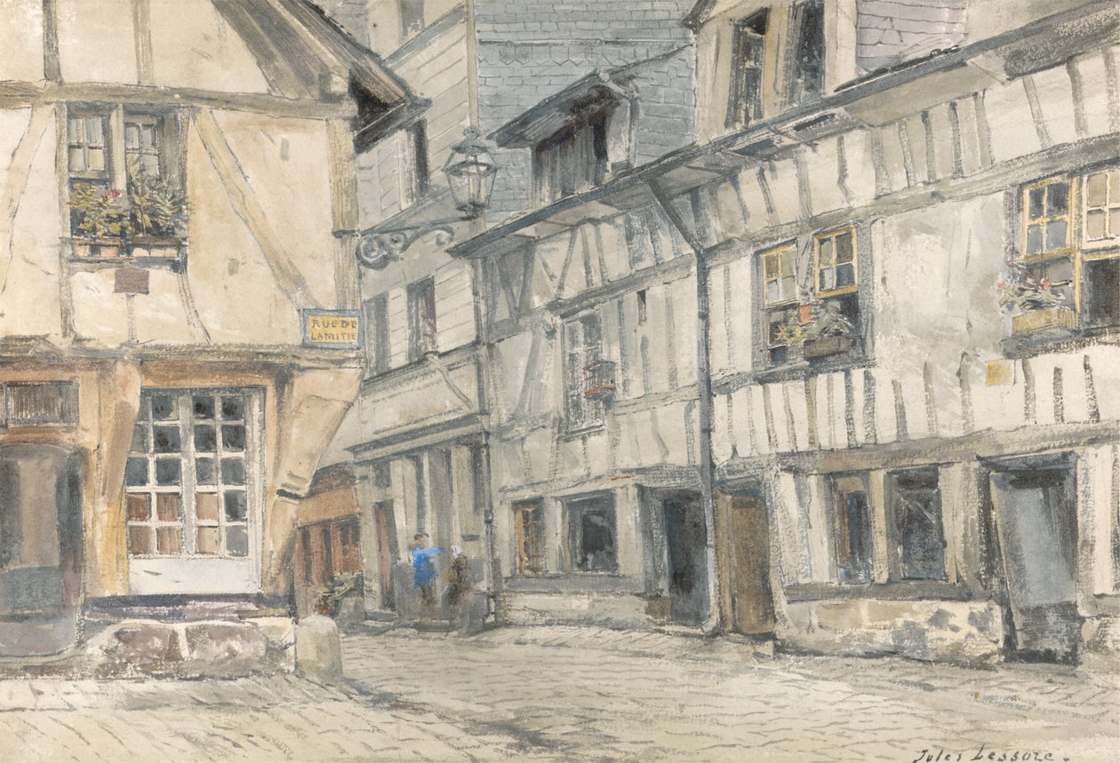 Uitzicht op de Rue de Lamitie door Jules Lessore