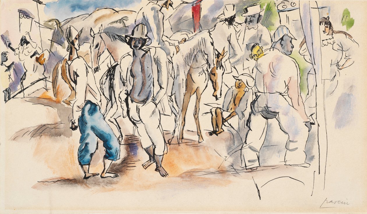 Figuren en paarden door Jules Pascin