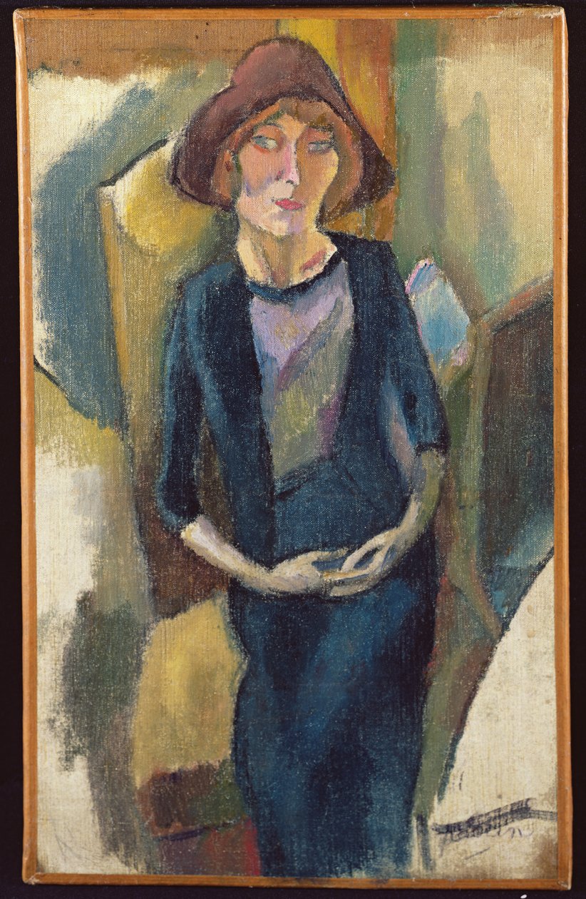 Hermine David in blauw, 1916 door Jules Pascin