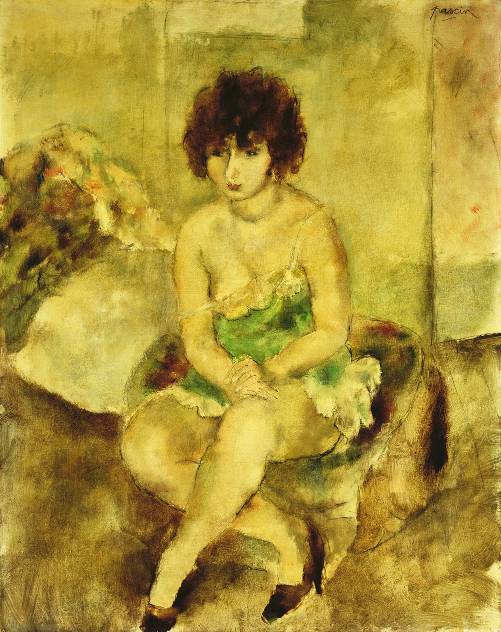 Portret van Lucy Krohg, ca. 1925 door Jules Pascin