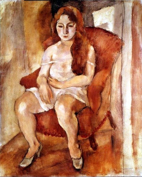 Zittende vrouw door Jules Pascin