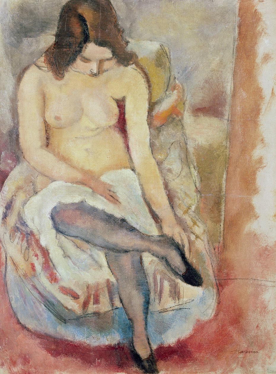 Zittende vrouw door Jules Pascin