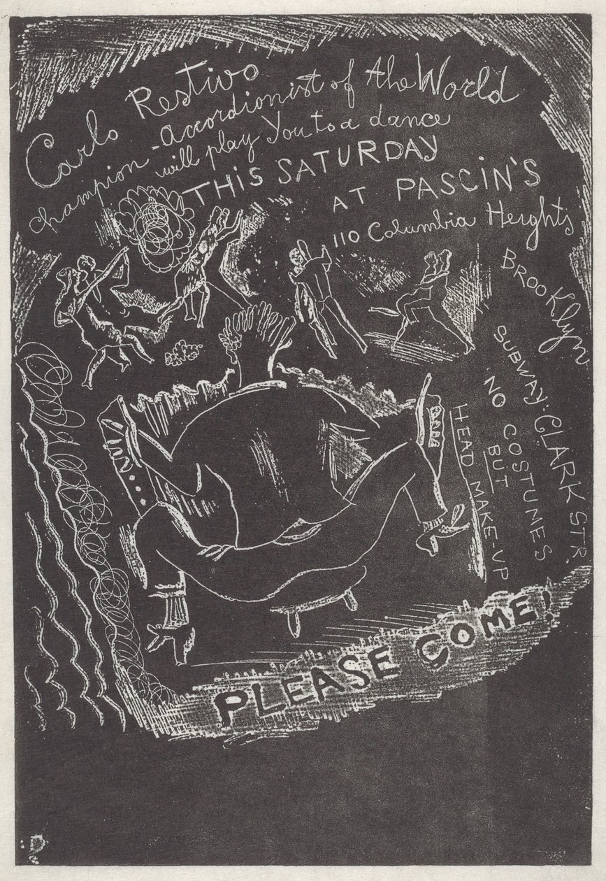 Zonder titel (Uitnodiging voor feest bij Jules Pascin) door Jules Pascin