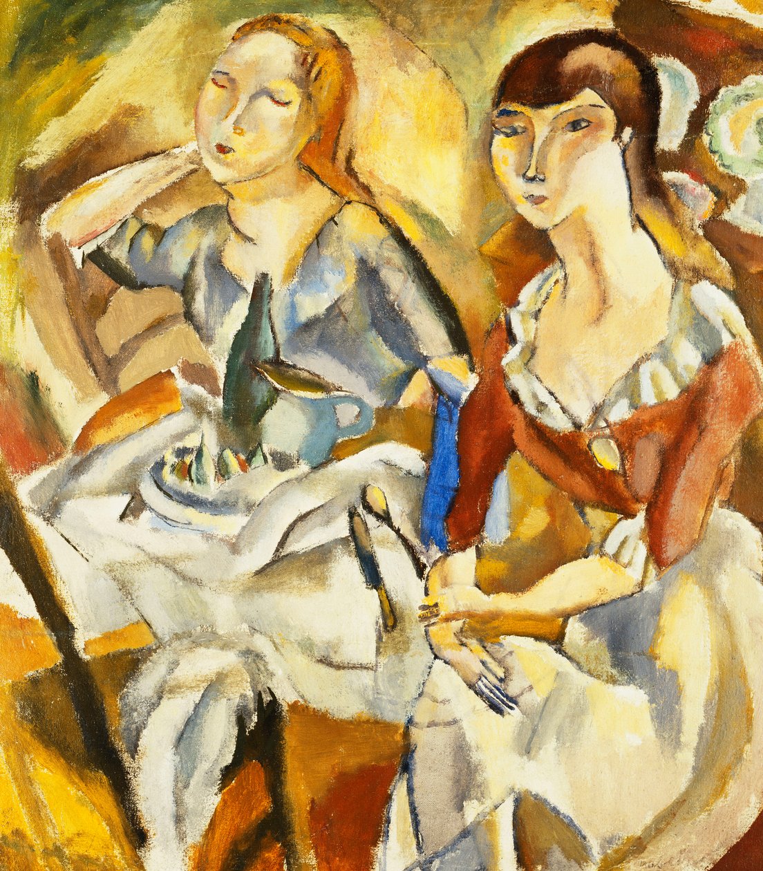 Jonge meisjes die samen zitten door Jules Pascin