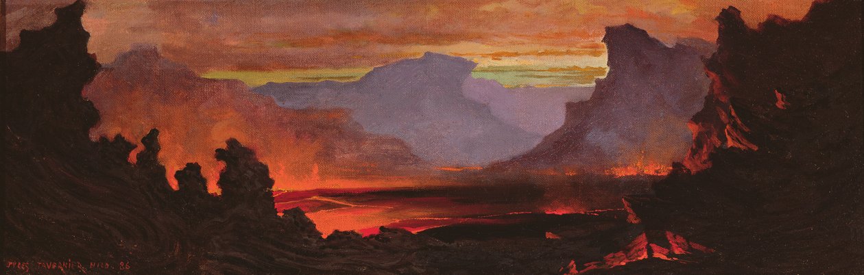 Hilo-vulkaan, Hawaï door Jules Tavernier