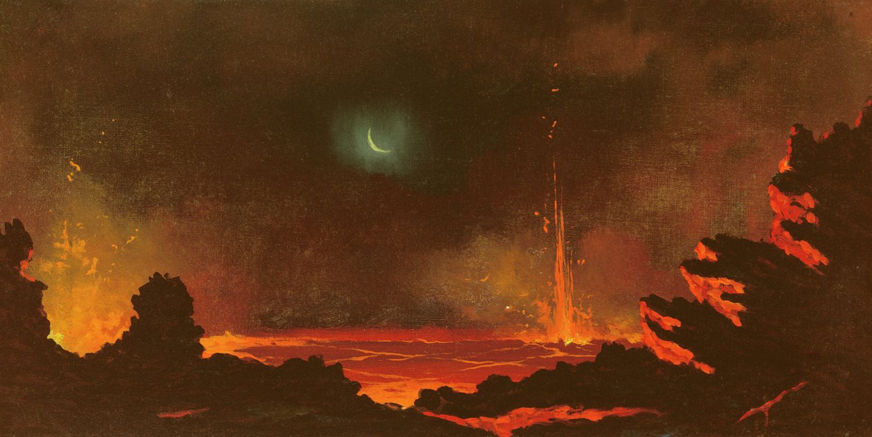 Vulkaan, Hawaï, 1888 door Jules Tavernier