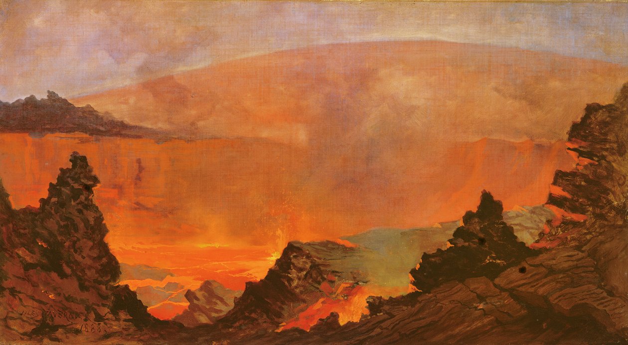 Vulkaan op Hawaï, 1888 door Jules Tavernier