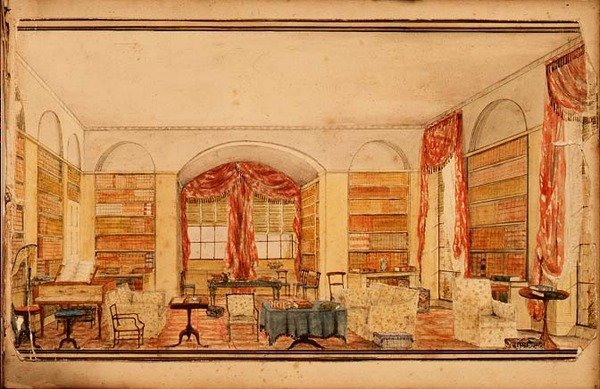 De Bibliotheek in Aynhoe door Julia Cartwright