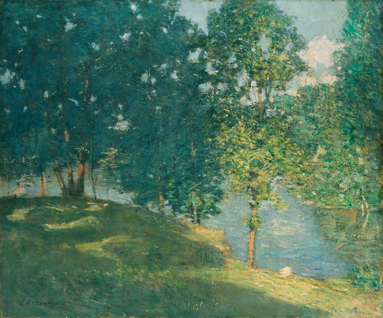 Middag bij de vijver door Julian Alden Weir