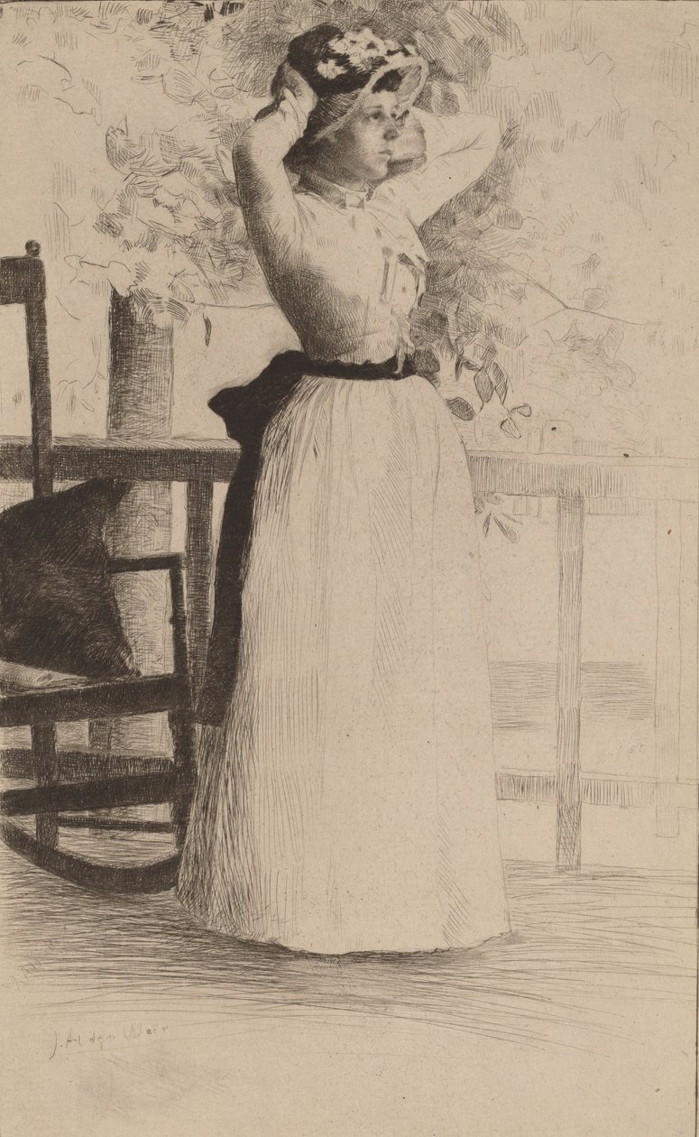 Portret van Miss Hoe, 1889 door Julian Alden Weir