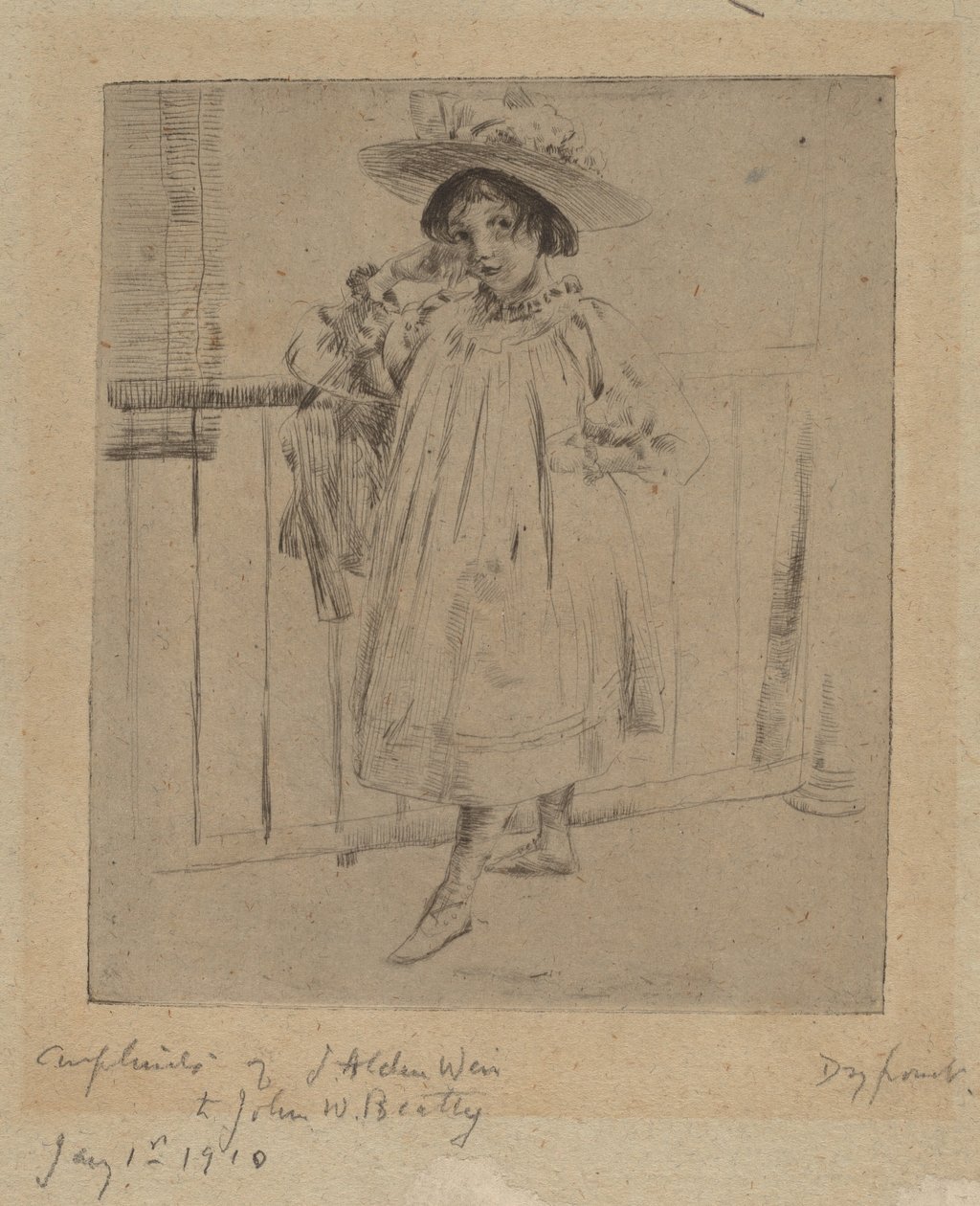 Jong Meisje met Grote Hoed door Julian Alden Weir