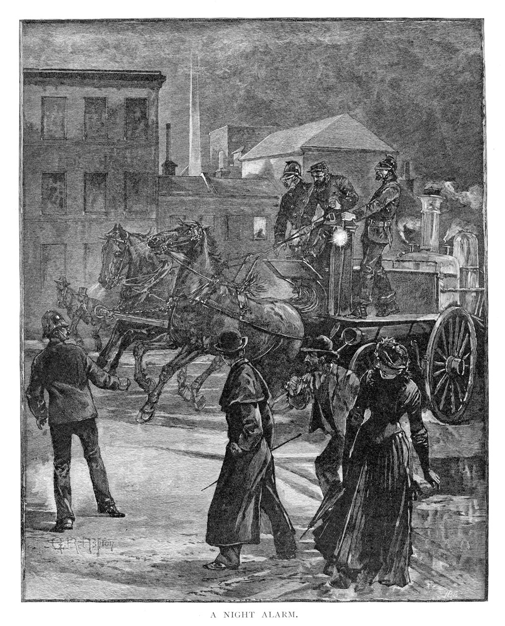 Een nachtelijk alarm, 1886 door Julian Ashton