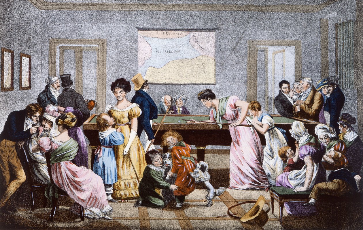Een Biljartkamer in de negentiende eeuw, 1828 door Julien Leopold Boilly