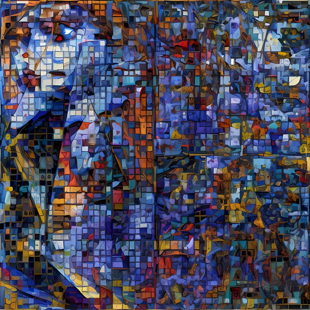 Mozaïek in blauw door Julien Decapo