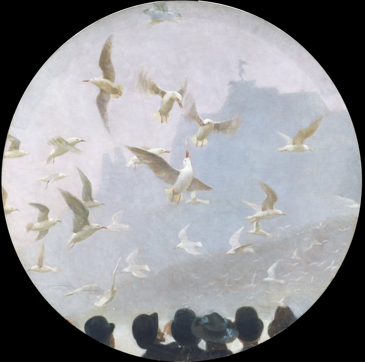Meeuwen boven de Alster, c.1905 door Julius August Friedrich Theodor von Ehren