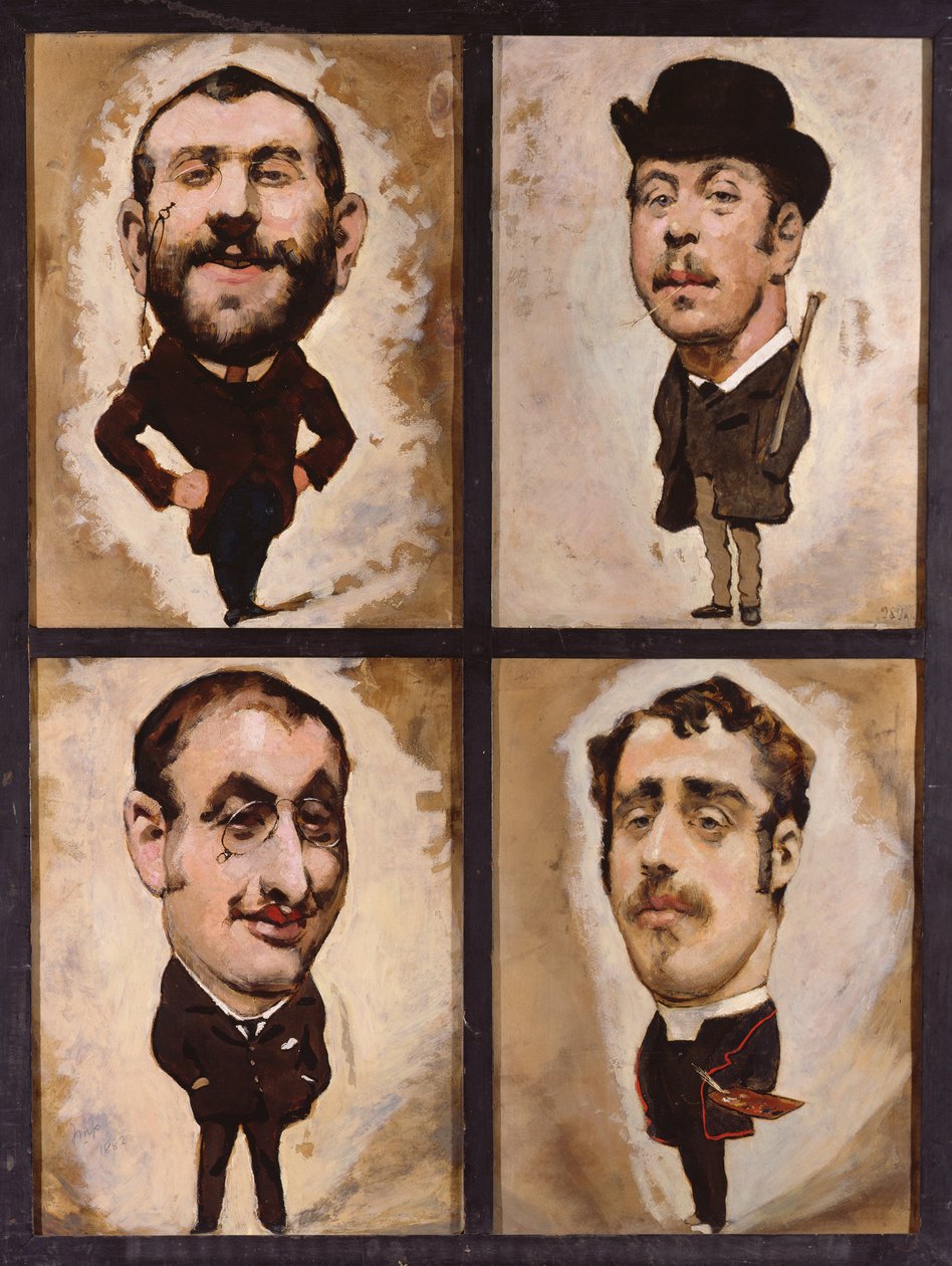 Vier karikaturen, 1882-83 door Julius Mandes Price