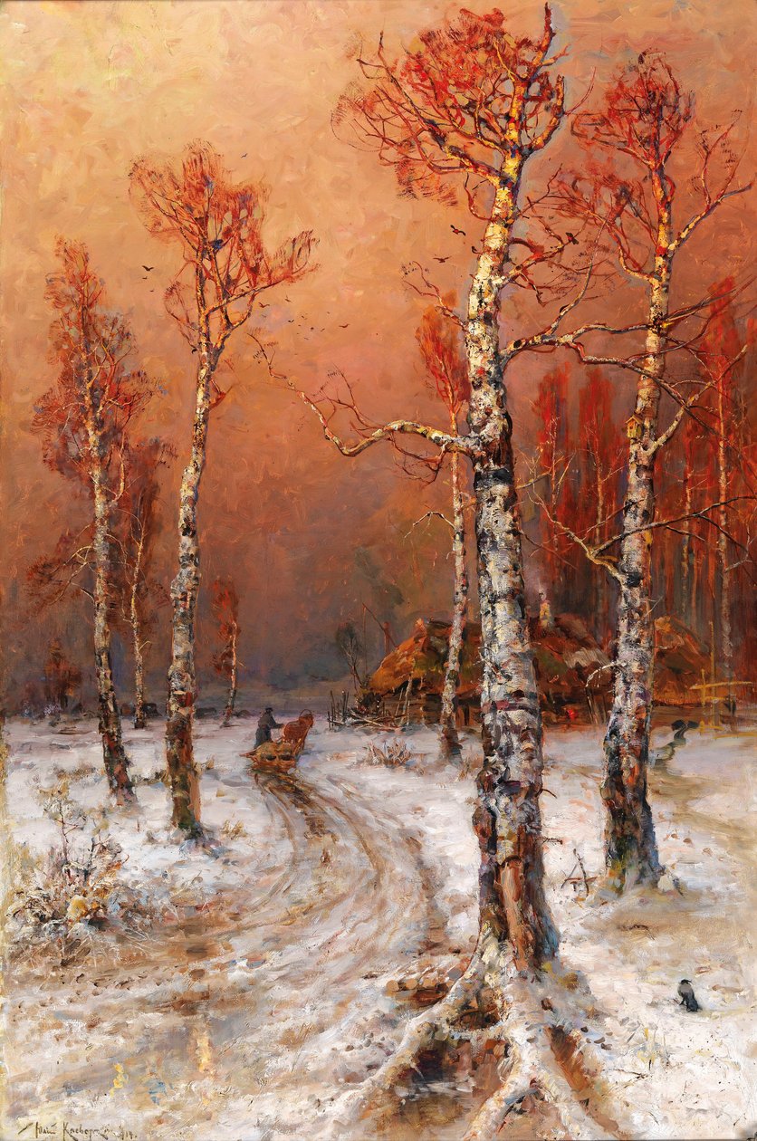 Winterstemming met roeken door Julius Sergius von Klever