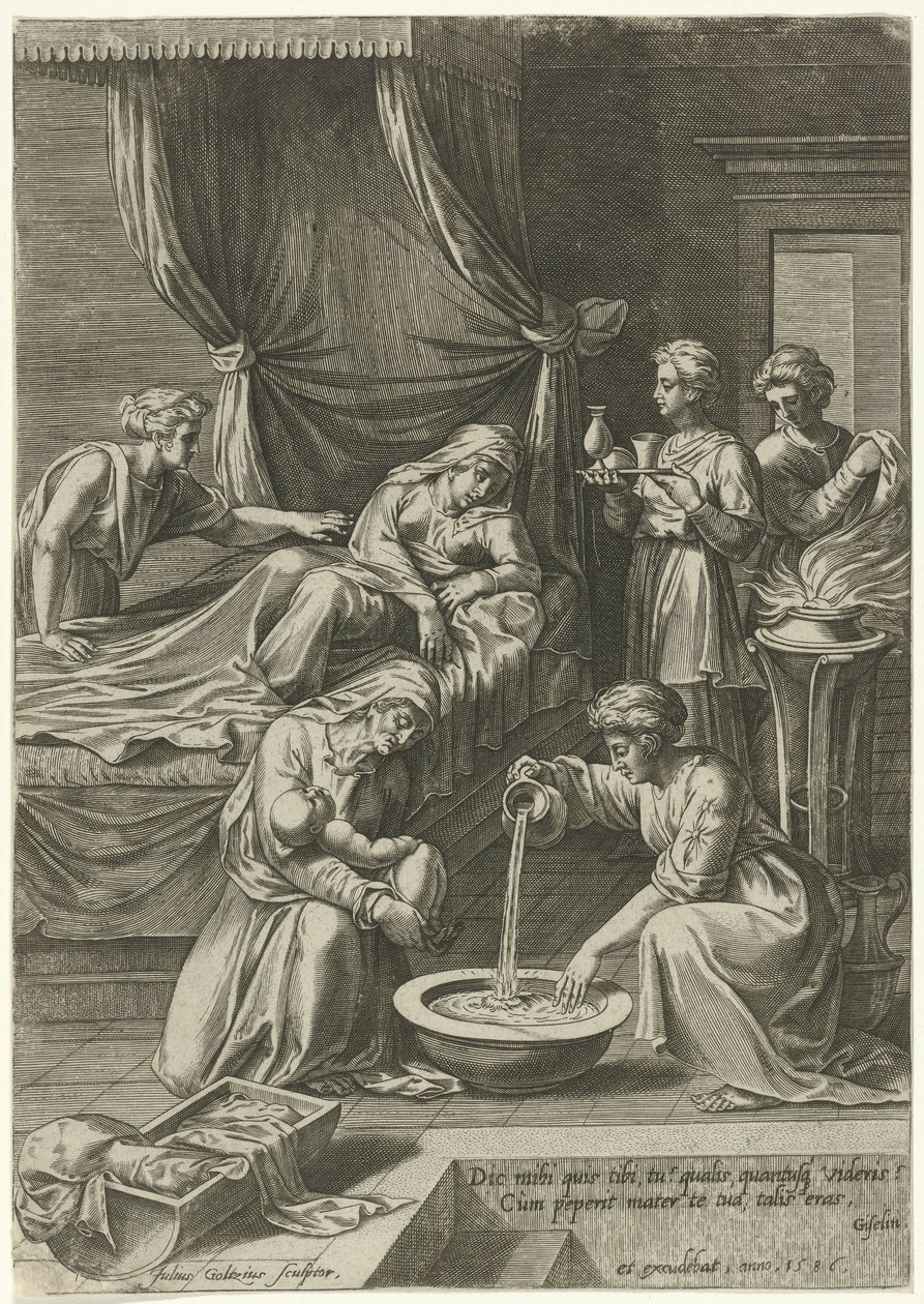 Geboorte van de maagd Maria door Julius Goltzius