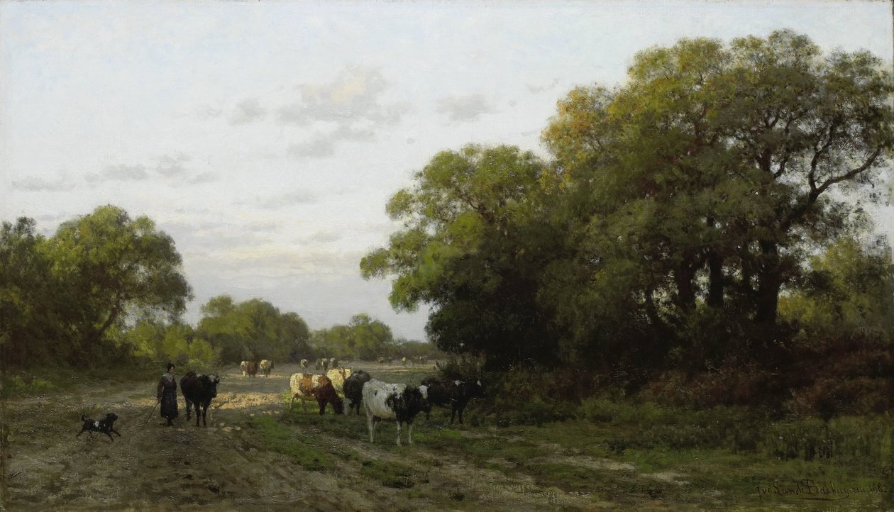 Landschap in Drenthe door Julius Jacobus van de Sande Bakhuyzen