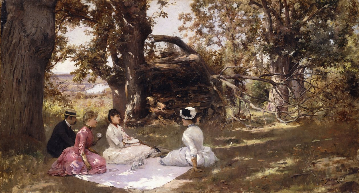 Picknick Onder de Bomen, 1896 door Julius Leblanc Stewart
