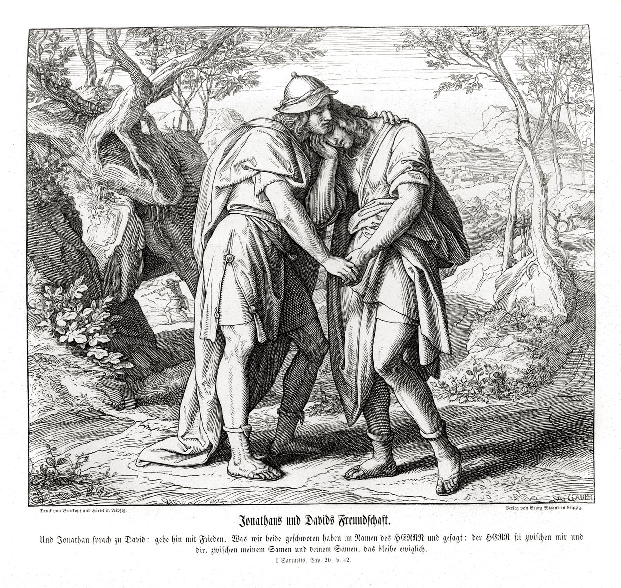 De vriendschap van Jonathan en David door Julius Schnorr von Carolsfeld