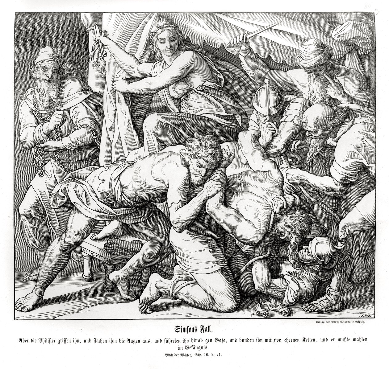 De val van Samson, Rechters door Julius Schnorr von Carolsfeld