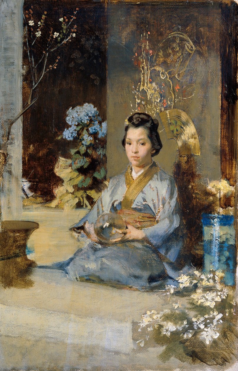 Japanse vrouw in een kamer door Julius Victor Berger