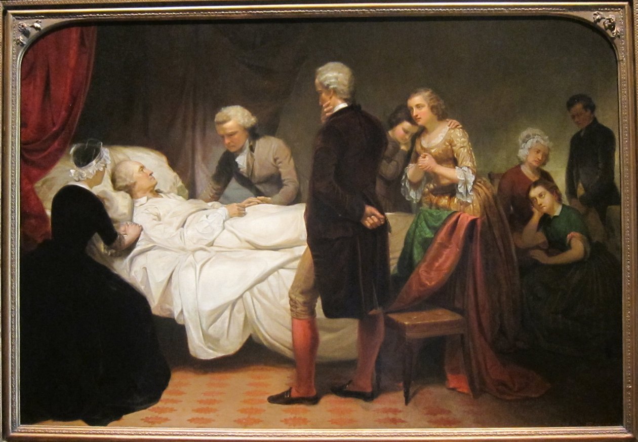Washington op zijn sterfbed door Junius Brutus Stearns