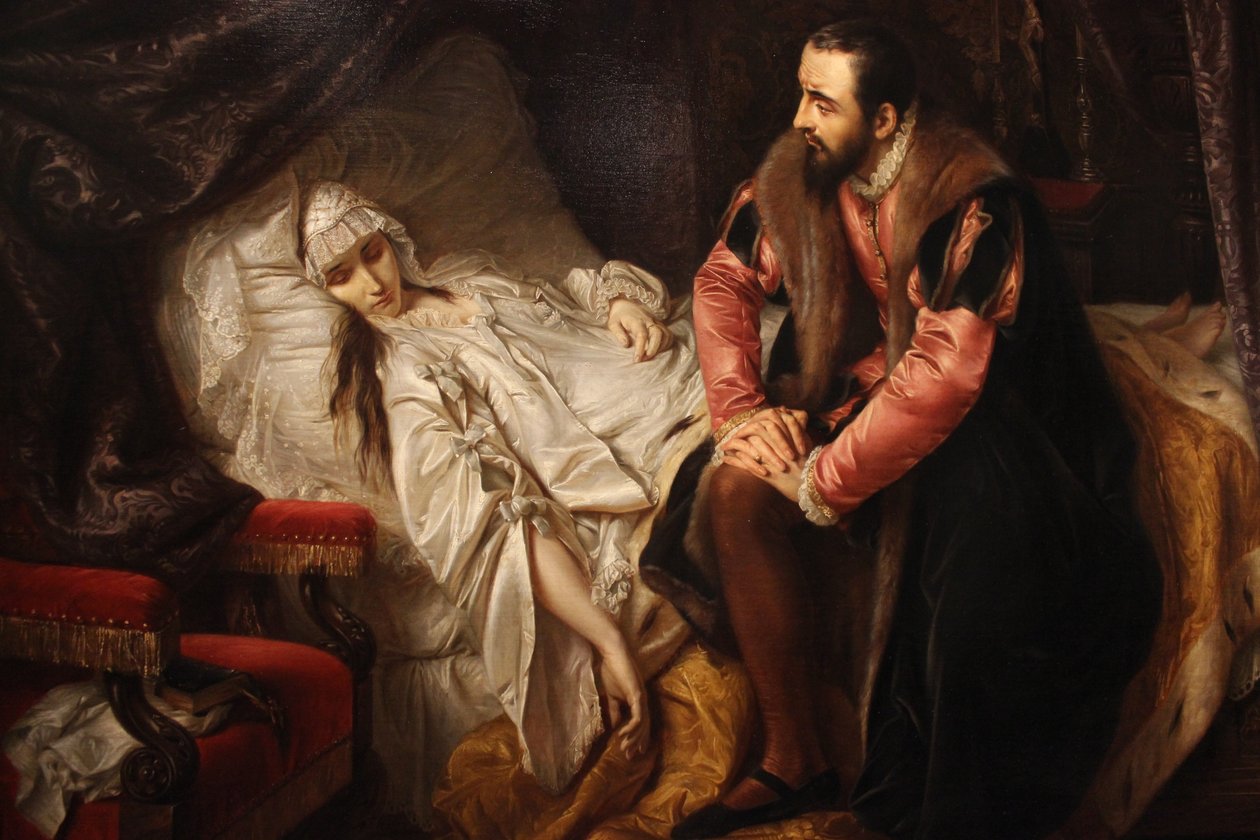 De dood van Barbara Radziwiłł door Józef Simmler