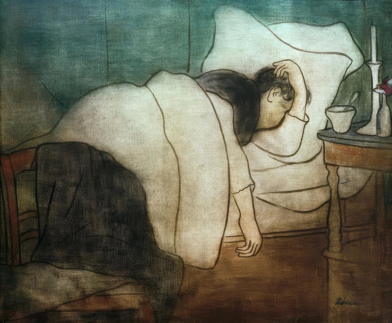 Vrouw in bed door József Rippl Rónai
