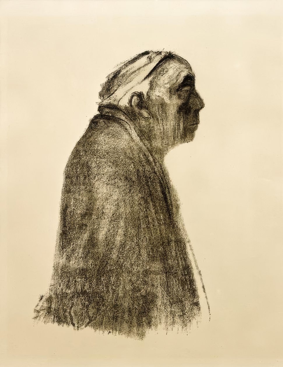 Zelfportret in profiel naar rechts door Käthe Kollwitz