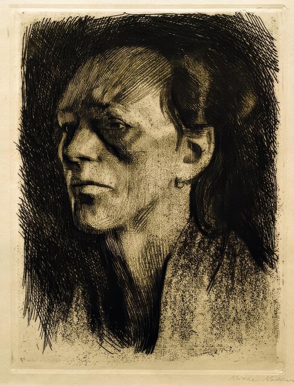 Arbeidersvrouw (met de oorbel) door Käthe Kollwitz