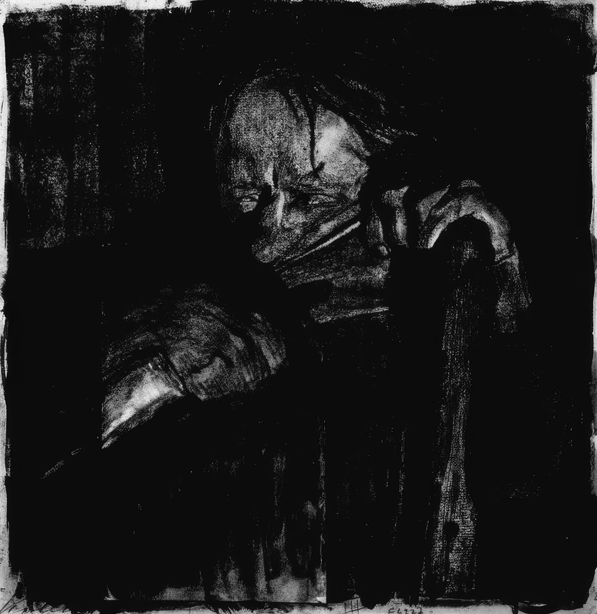 Bij het Dengelen door Käthe Kollwitz