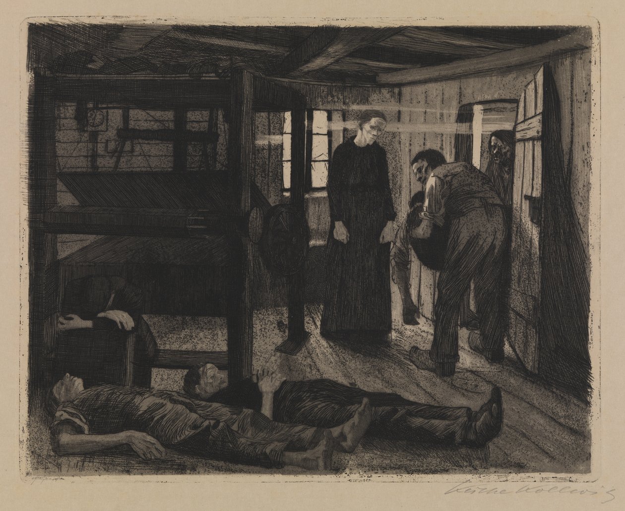 Een weversopstand - Einde door Käthe Kollwitz