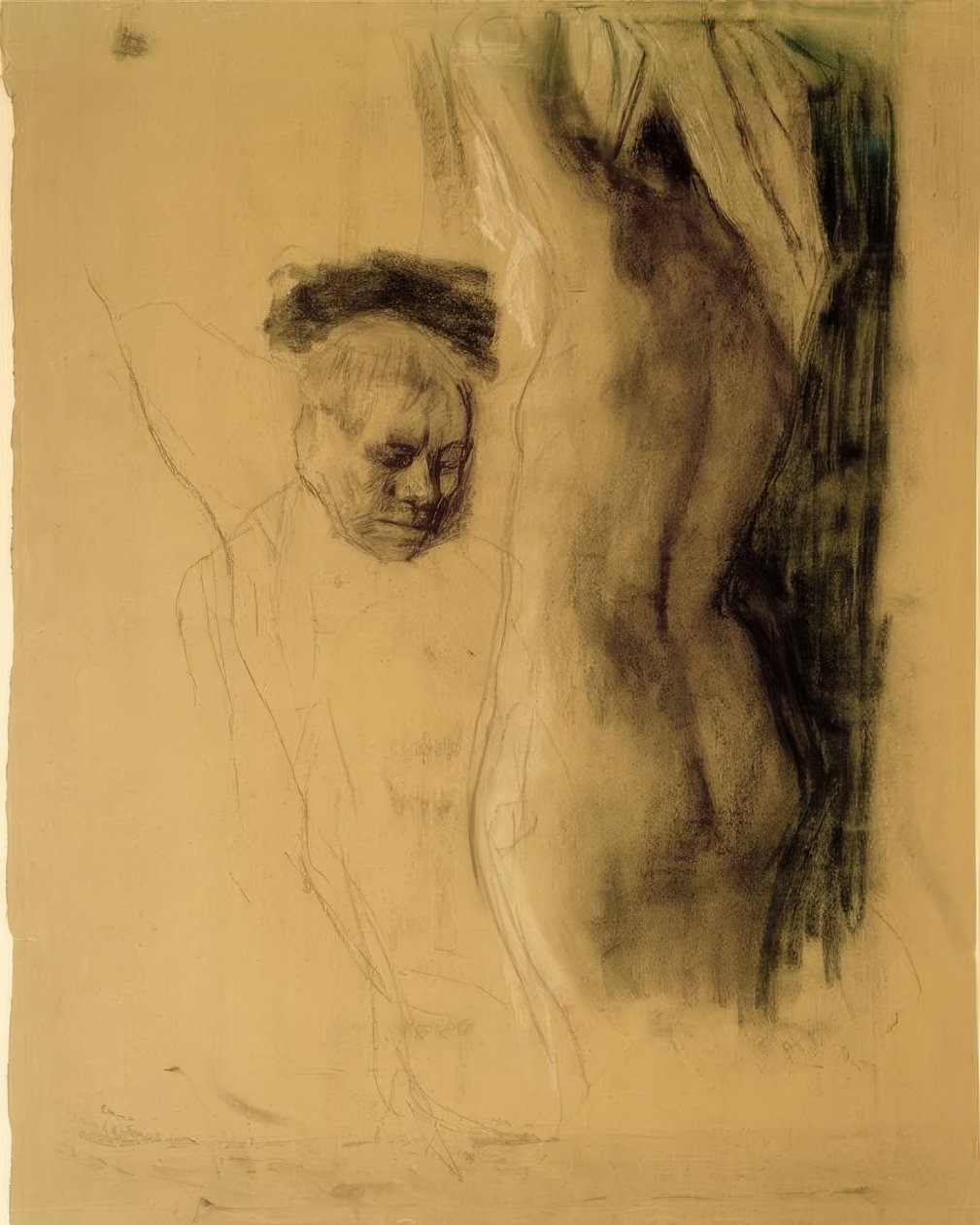 K. Kollwitz, Knielende man voor vrouwelijke naakt door Käthe Kollwitz