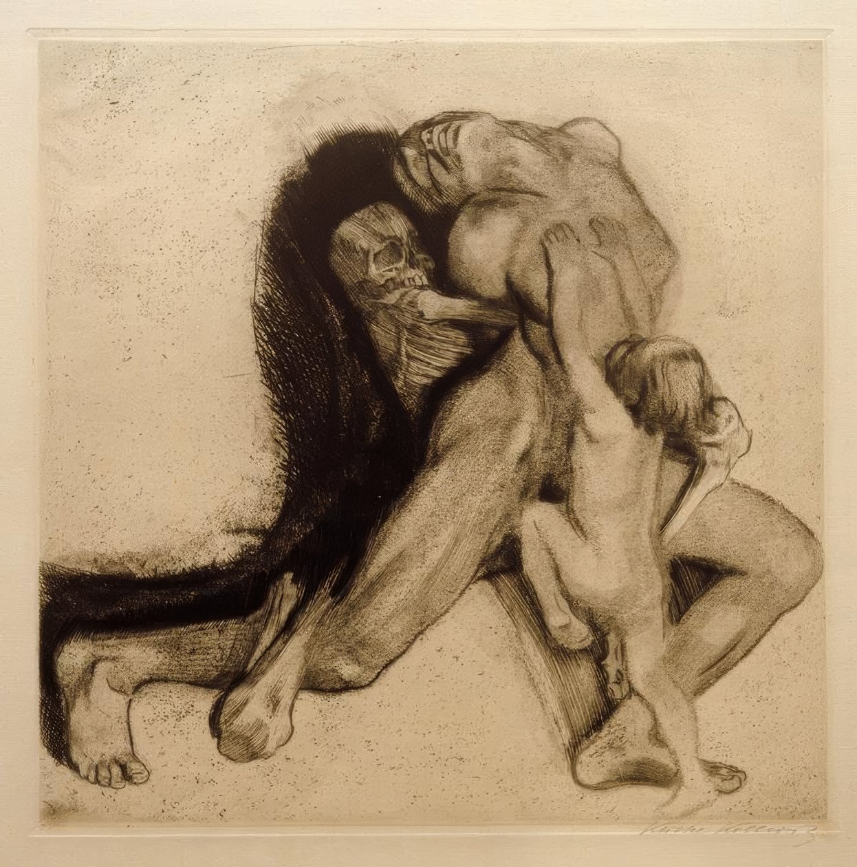 Dood en vrouw door Käthe Kollwitz