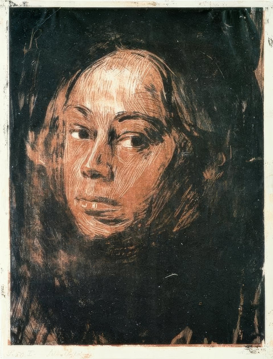 Zelfportret naar links door Käthe Kollwitz