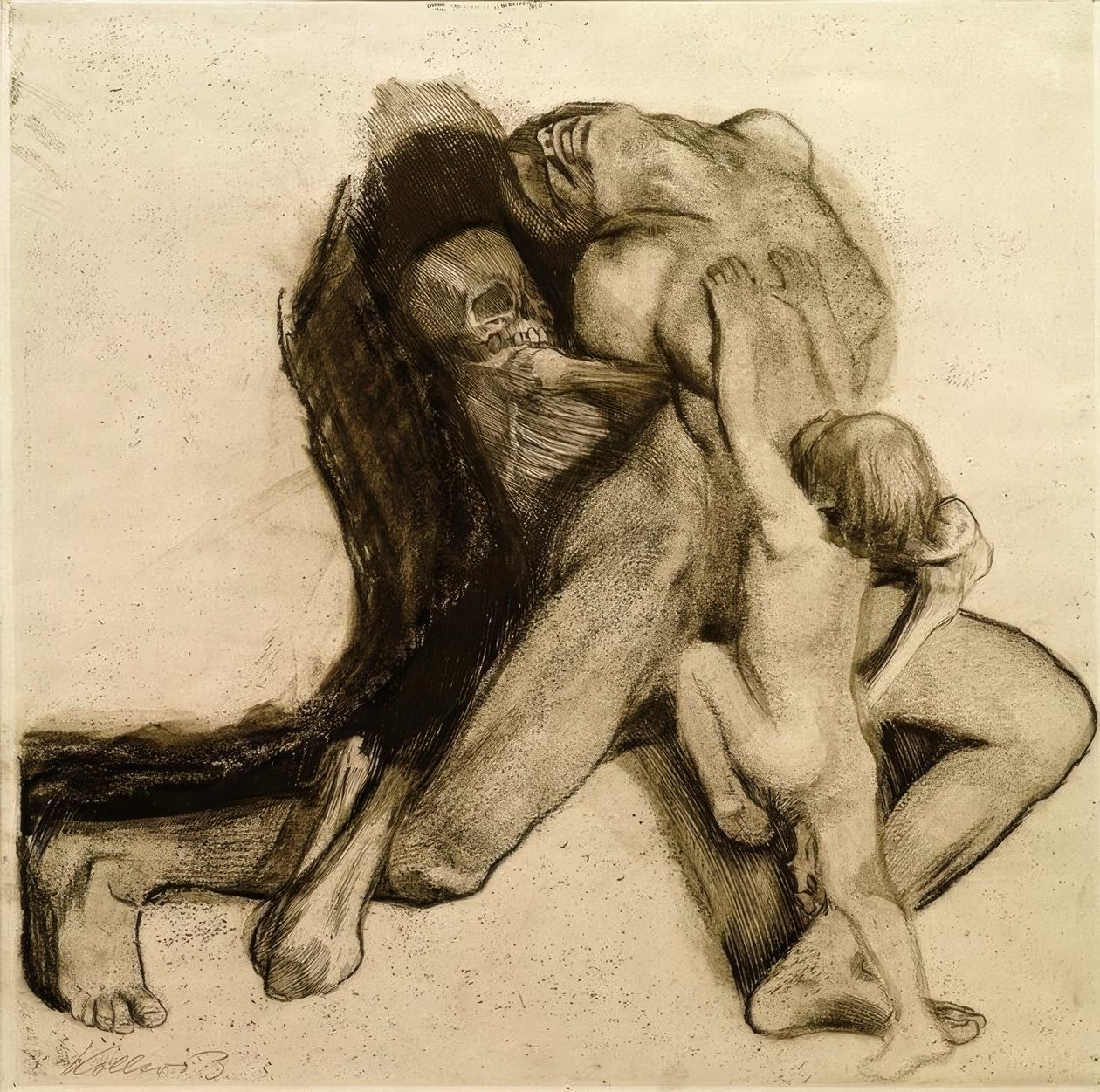 Dood en vrouw door Käthe Kollwitz