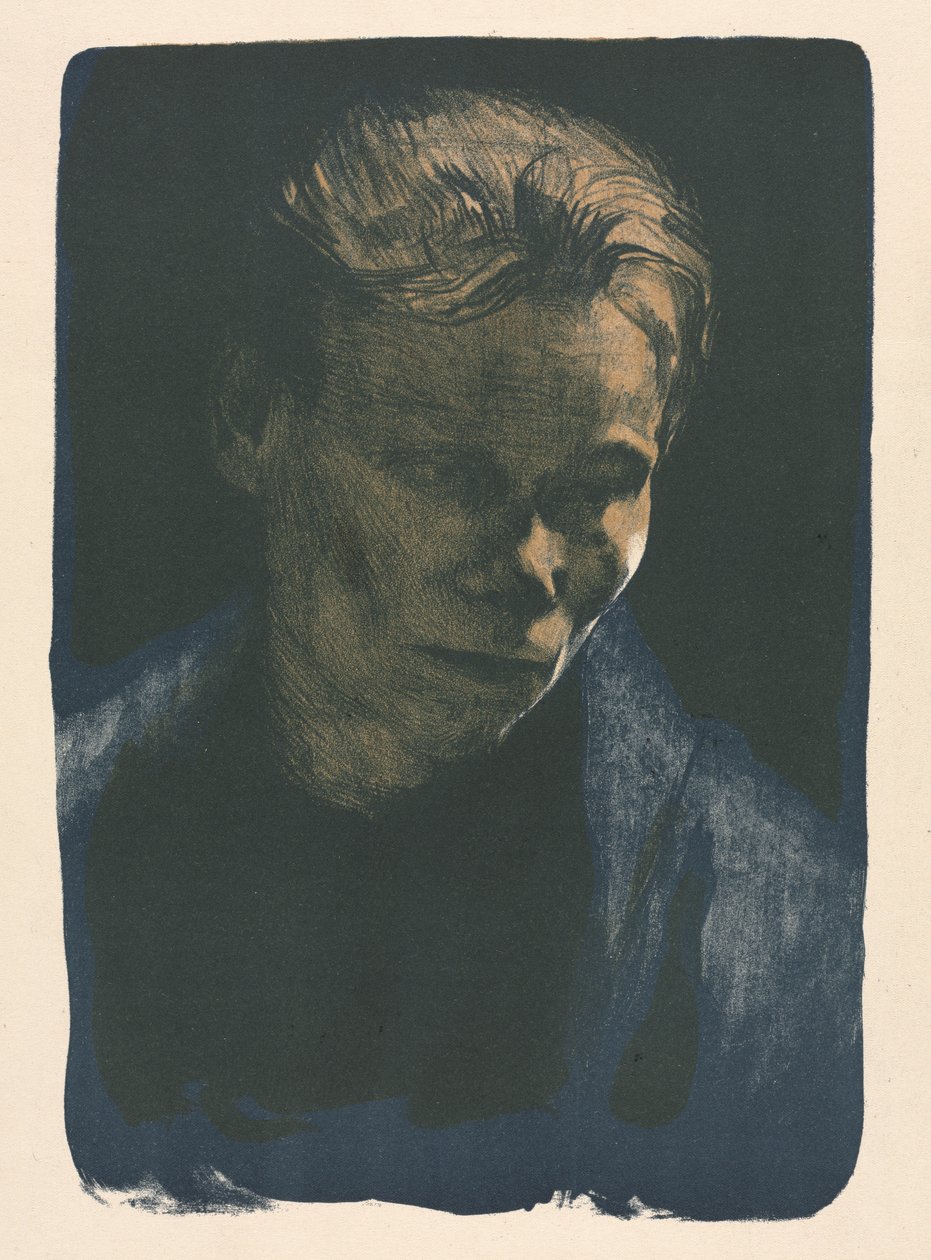 Werkende vrouw met blauwe sjaal door Käthe Kollwitz