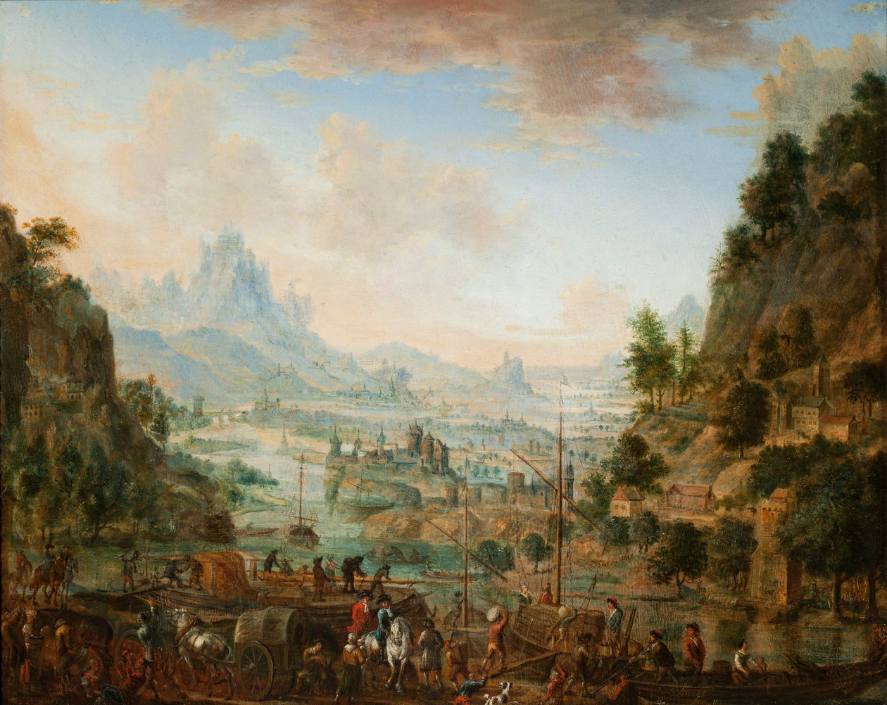 Uitzicht op de oevers van de Rijn door Kalraet