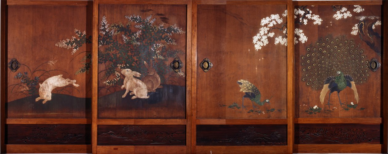 Schilderijen op schuifdeuren, c.1700 door Kano Tsunenobu