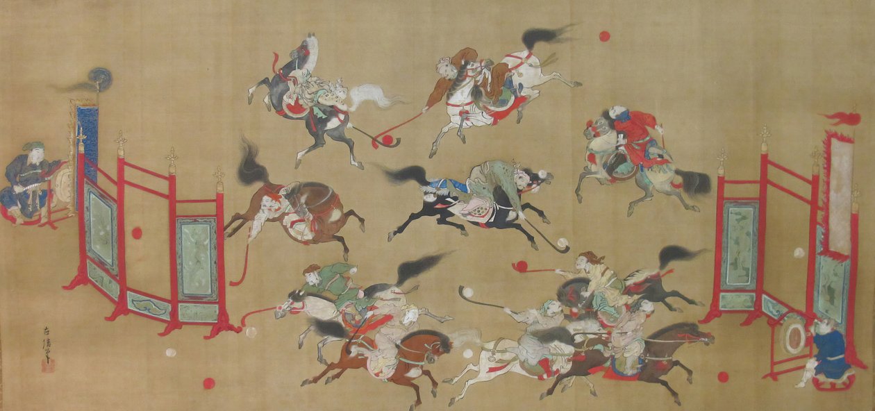 Tartaren spelen polo, begin 18e eeuw door Kano Eisen