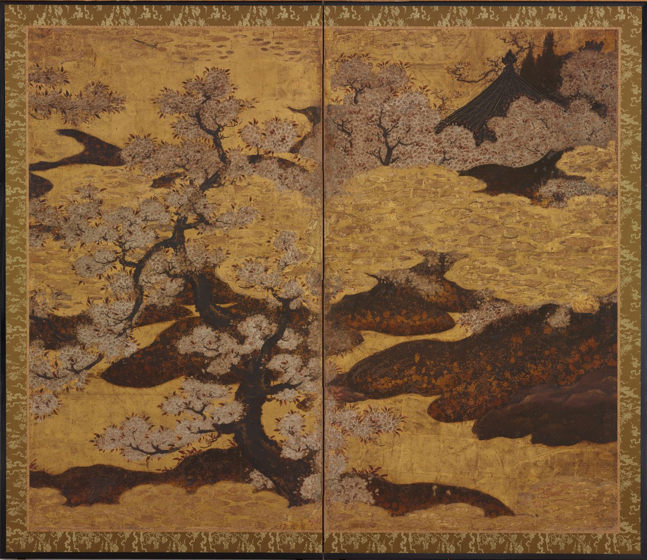 Bloeiende Kersenbomen, Edo-periode, ca. 1580-1635 door Kano Sanraku