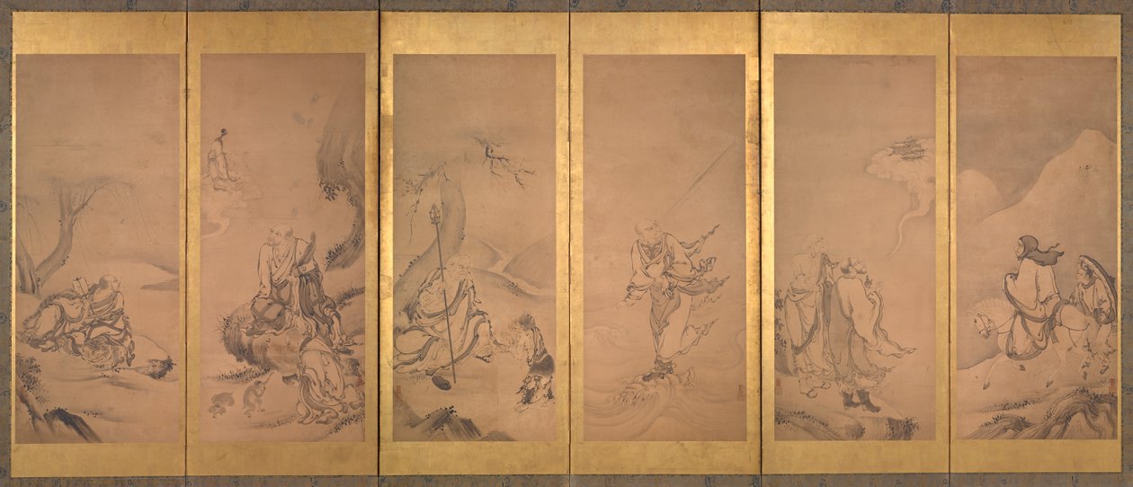 Boeddhistische, taoïstische en confucianistische patriarchen door Kano Sanraku