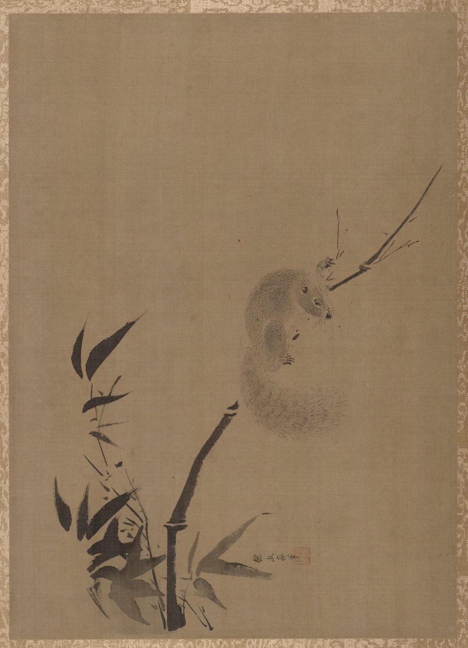 Eekhoorn op Bamboe, ca. 1650 door Kanō Tan’yū